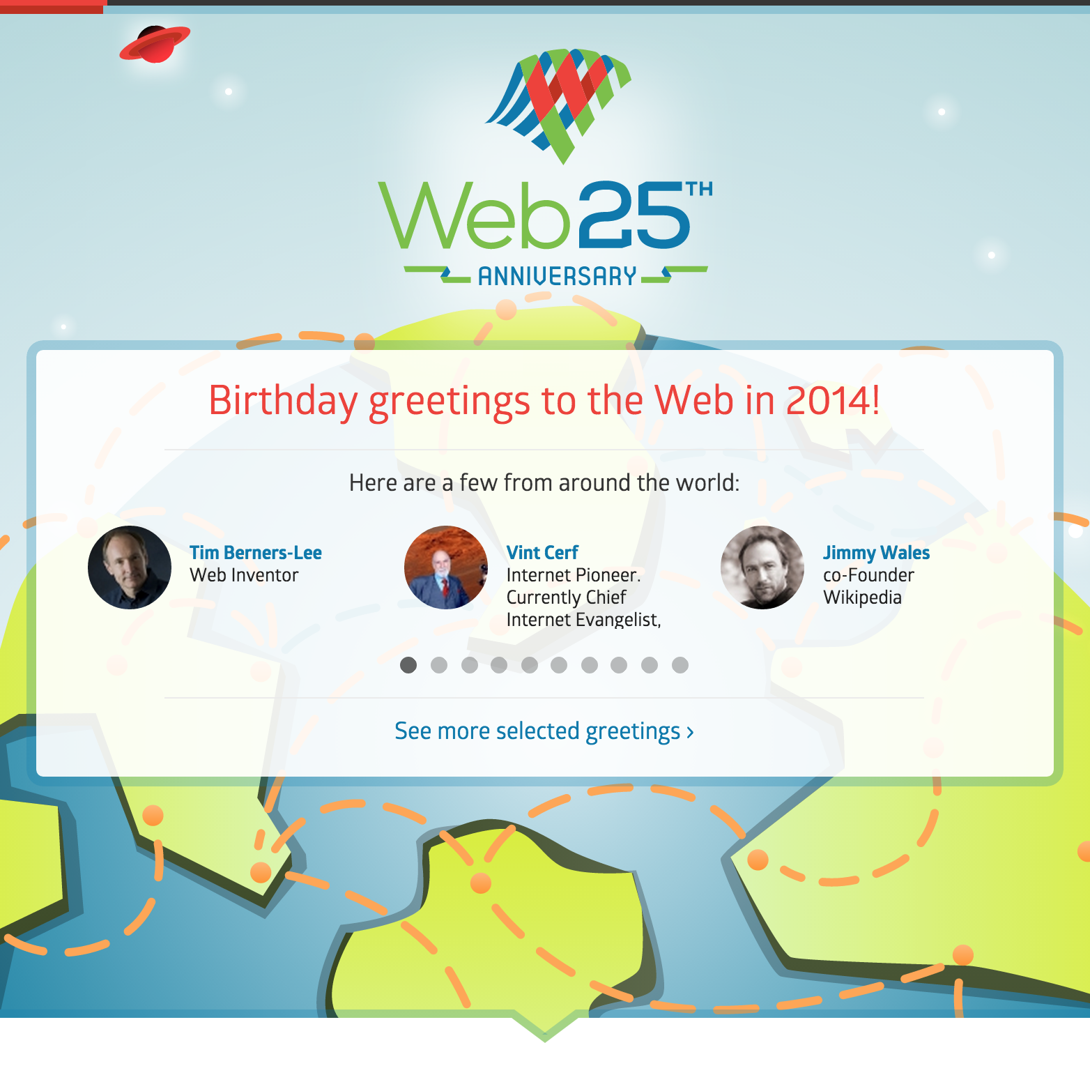 Screenshot of webat25.org taken in May 2015