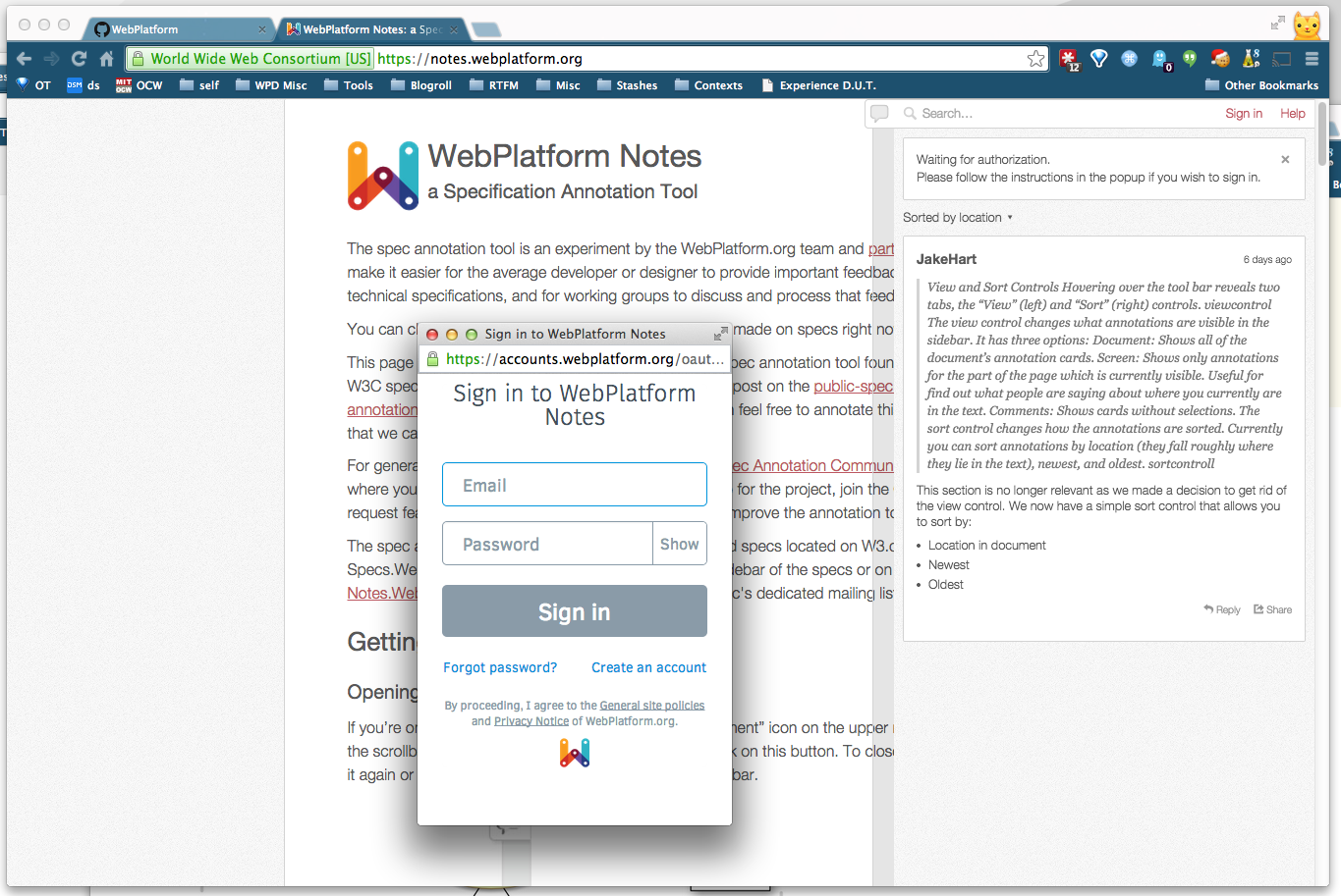 WebPlatform Notes A Specification annotation tool